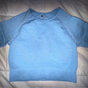 Light Blue Short Sleeve Crop Top